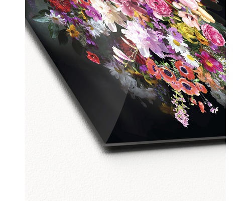 Gedetailleerd beeld van een acrylglas schilderij met bloemmotief