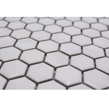 Mozaïektegel keramisch Hexagon uni wit glans 26x30 cm-thumb-2