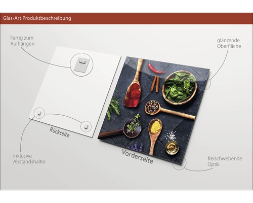 Glasfoto met kruiden en specerijen, inclusief afstandhouders