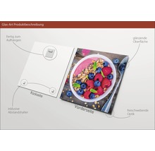 Glasfoto met smoothie motief, inclusief afstandhouder en ophanging