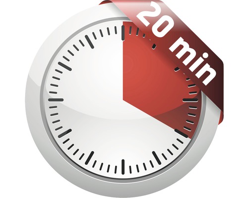 Symbool voor 20 minuten inwerktijd