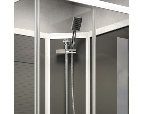 Douchearmatuur met doucheslang en douchekop in douchecabine