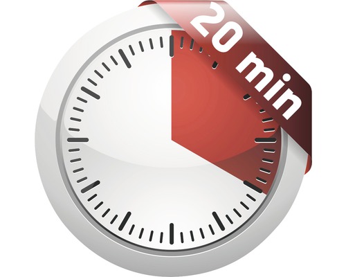 Symbool voor een verwerkingstijd van 20 minuten