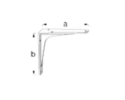 Technische tekening van een hoekbeugel met maatvoering a en b.