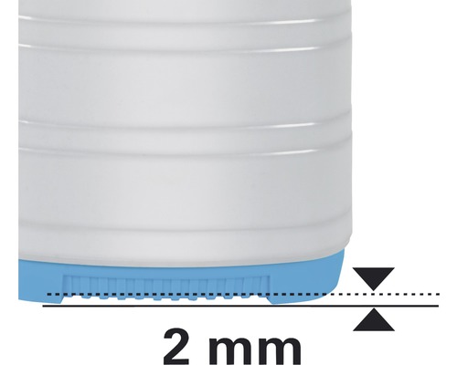 Detailopname van een product met de aanduiding van een afstand van 2 millimeter