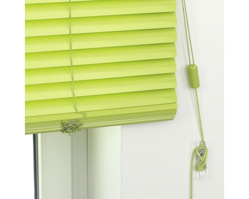 Groene jaloezie aan het raam met trekkoorden