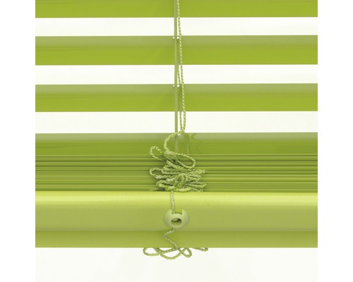 Groene jaloezie met trekkoord voor lichtregeling