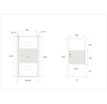 Nis douchedeur Clear Nano matglas decor scharnierzijde rechts 80x200 cm