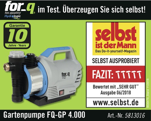 Tuinpomp FQ-GP 4.000 met tien jaar garantie