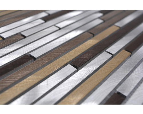 Mozaïektegel van metaal en hout