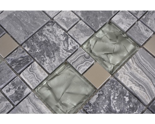 Vierkante mozaïektegel van marmer en glas