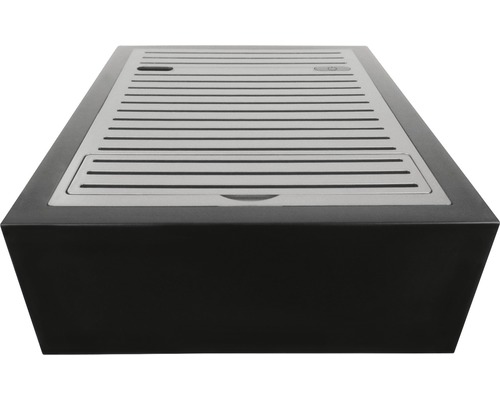 Rechthoekige gasvuurtafel met lamellenstructuur op het tafelblad