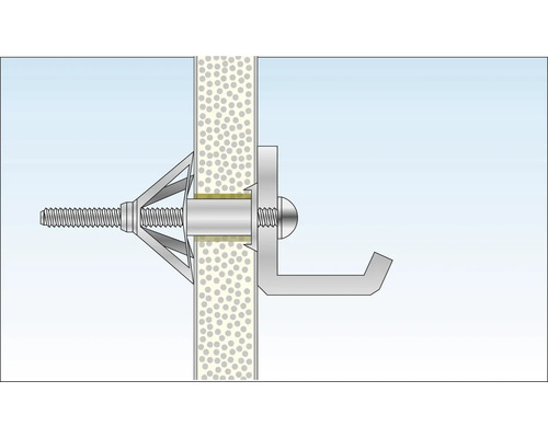 Hollewandplug met haak voor bevestiging aan een wand
