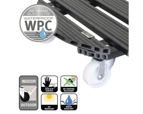 Detailopname van een WPC rolplank met de eigenschappen waterdicht, geschikt voor binnen- en buitengebruik, antislip oppervlak, UV-bestendig en waterafstotend