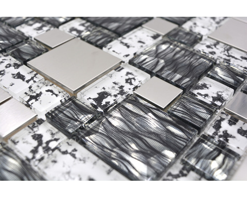 Mozaïektegel met glas- en metaalelementen