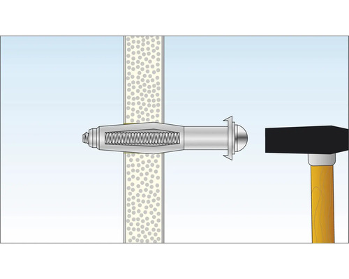 Illustratie van een gipsplaatpluginstallatie met hamer