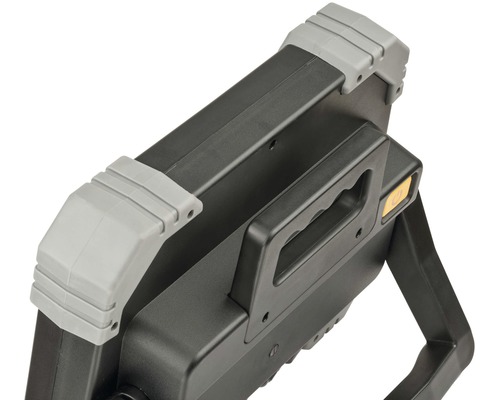 Detailweergave van een bouwlamp met handgreep