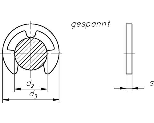 Technische tekening van een borgring