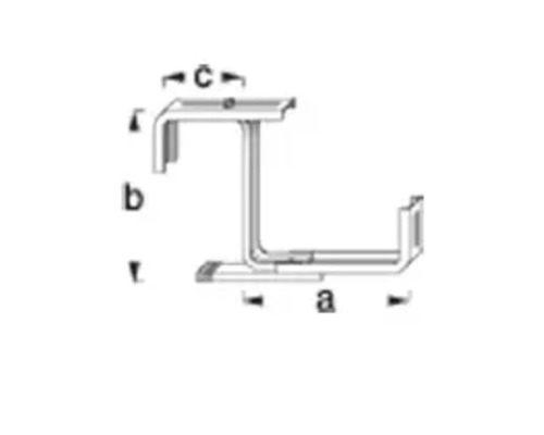 Tekening van een profiel met de afmetingen a, b en c.