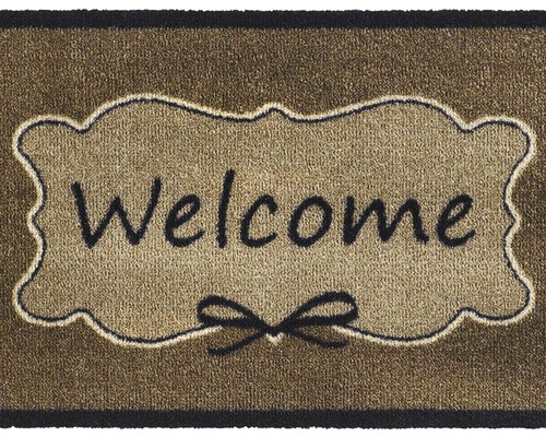 Deurmat met welkomstboodschap en strikdesign