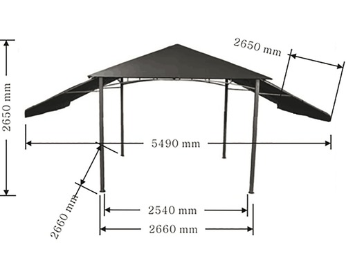 Afmetingen tuinpaviljoen met zijluifel