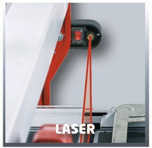 Detail van de laserfunctie van een tegelsnijmachine