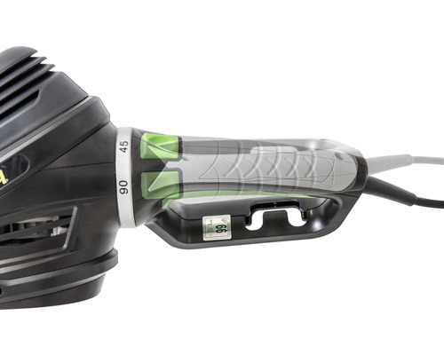 Detail van een haakse slijper met verstelbare handgreep