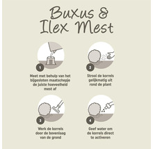 Instructies voor het gebruik van buxus- en ilexmest.
