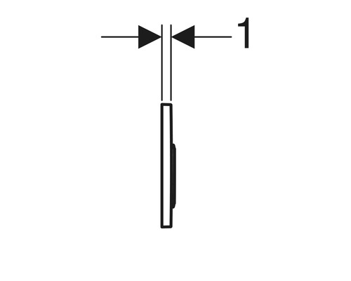 Detailtekening van een rozetwandafstand van één millimeter