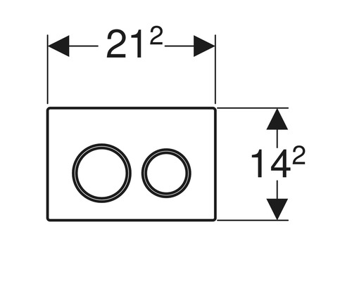 Technische tekening van een bedieningspaneel met afmetingen 21,2 x 14,2 cm.