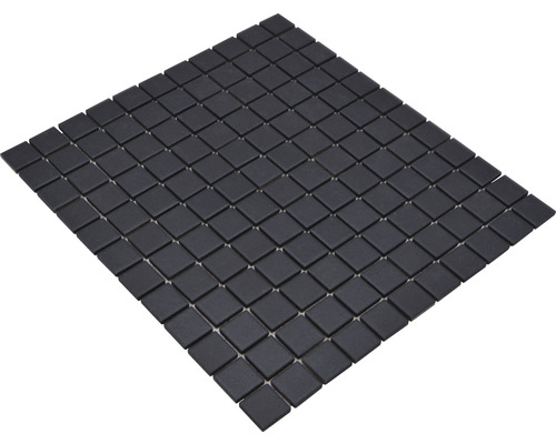 Mozaïektegelmat met vierkante, matte, zwarte tegels