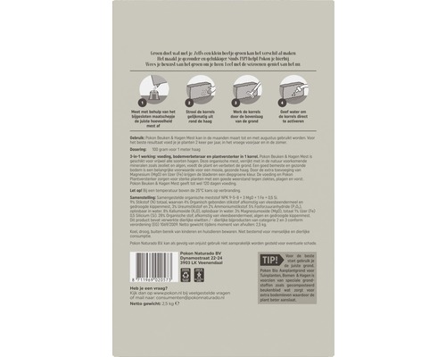 Instructies en informatie over Pokon Hagenmest