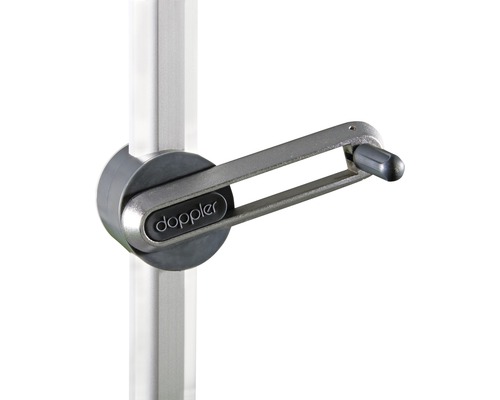 Krukmechanisme van een parasol met Doppler logo.