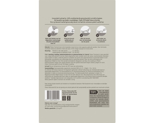 Informatie over Pokon Tuinmest, inclusief gebruiksaanwijzing en ingrediënten