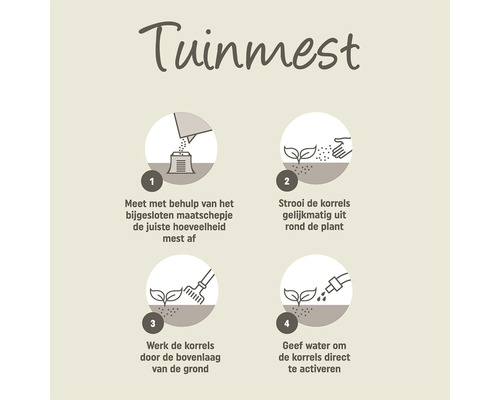 Gebruiksaanwijzing voor tuinmest in vier stappen
