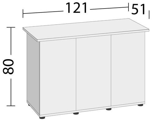 Afbeelding van een onderkast met de afmetingen 80, 121 en 51 centimeter.