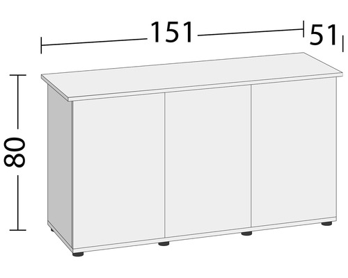 Kast met drie deuren en de afmetingen 151 x 51 x 80 centimeter.