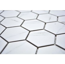 Mozaïektegel keramisch CIM HX5 CR hexagon carrara 32,5x28,1 cm-thumb-2