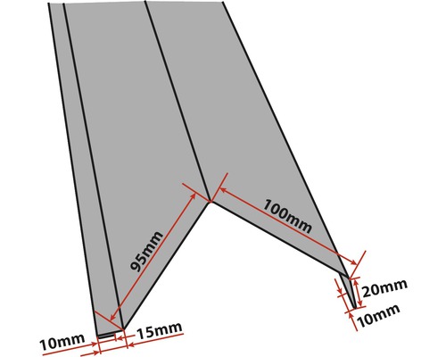 Technische tekening van een metalen profiel met maatvoering