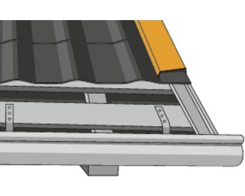 Dakgoot met dakgootbeugel en dakbedekking