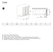 SEALSKIN Badwand 2-delig Code vouw/pendeldeur 130x152 cm montage rechts chroom-thumb-1