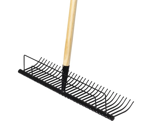 Metalen bladbezem met houten steel