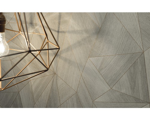 Behang met geometrisch patroon en houtstructuur