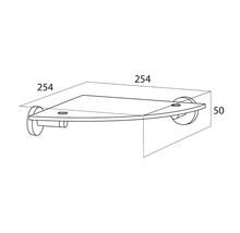 Technische tekening van een hoekplank met maatvoering.