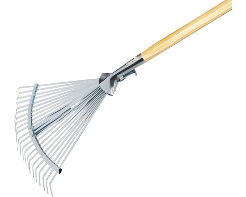 Metalen hark met houten steel