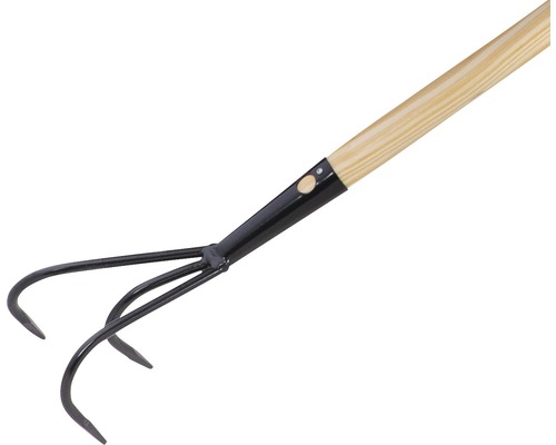 Tuinvork met houten handvat en drie tanden