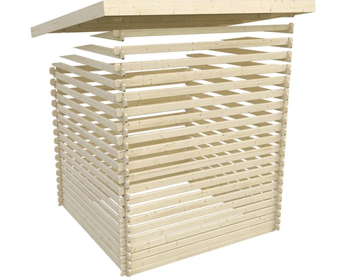 Houten tuinhuis in aanbouw met dak