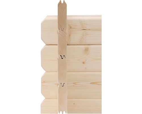 Houten planken met messing-en-groefverbinding in detail