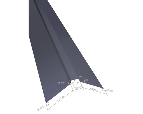Detailtekening van een dakprofiel met afmetingen