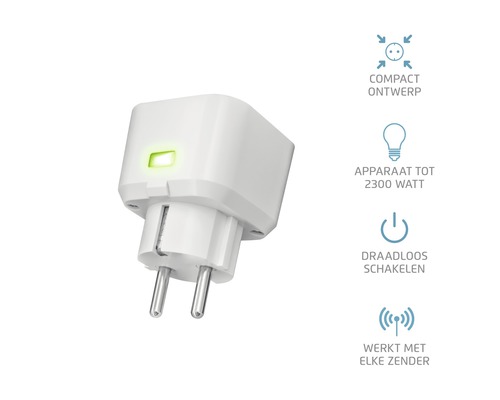 Witte draadloze stekkerdoos met een vermogen tot 2300 watt